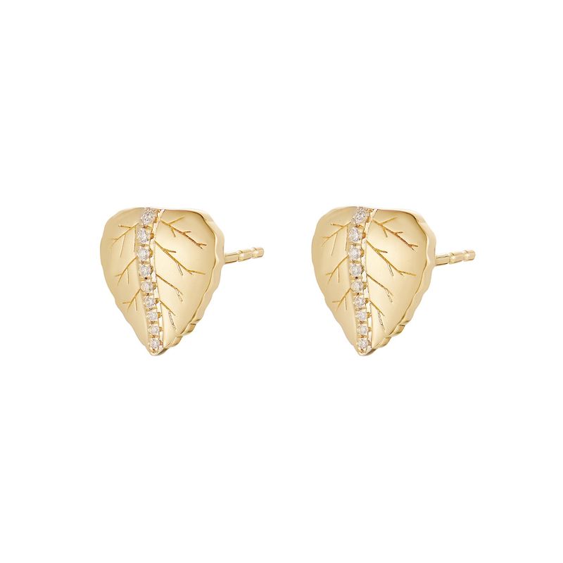 14K Yellow Gold Natural Diamond  Stud Earrings MZ9973