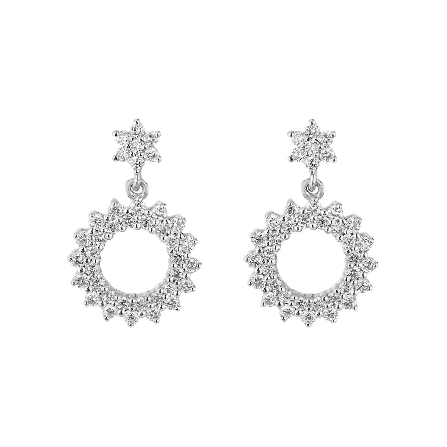 14K White Gold Round Natural Diamond  Stud Earrings MZ9910