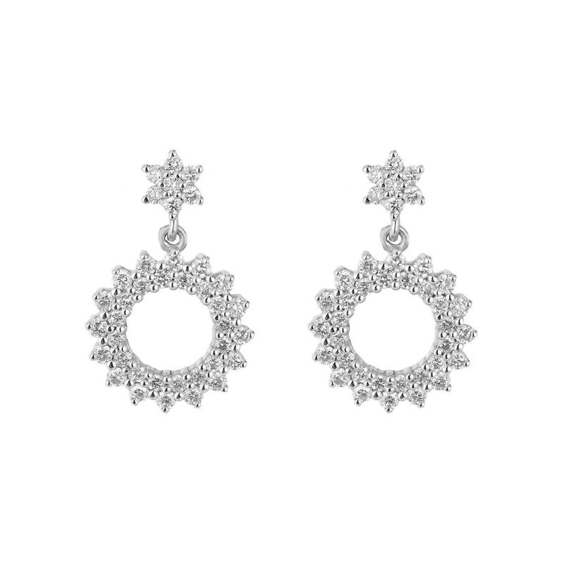 14K White Gold Round Natural Diamond  Stud Earrings MZ9910