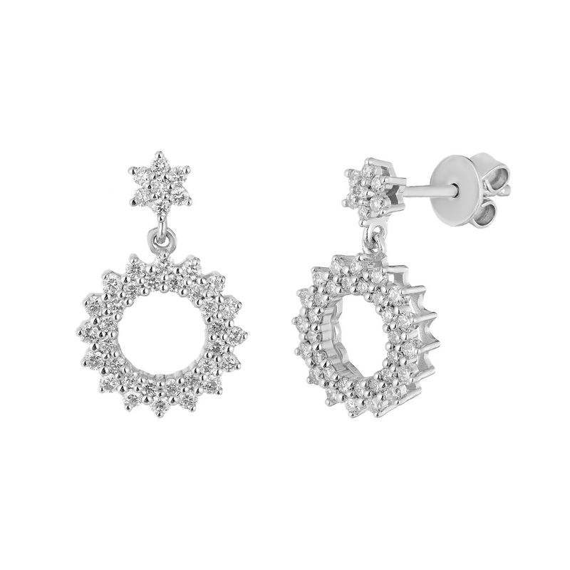 14K White Gold Round Natural Diamond  Stud Earrings MZ9910