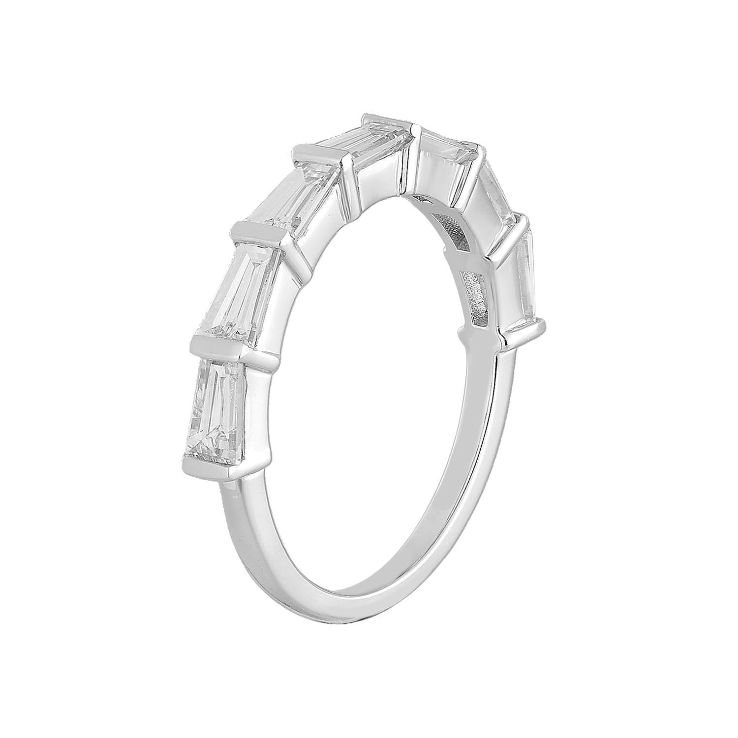 MZ11967 14K White Gold Trapezoid Lab Grown Diamond Wedding Band
