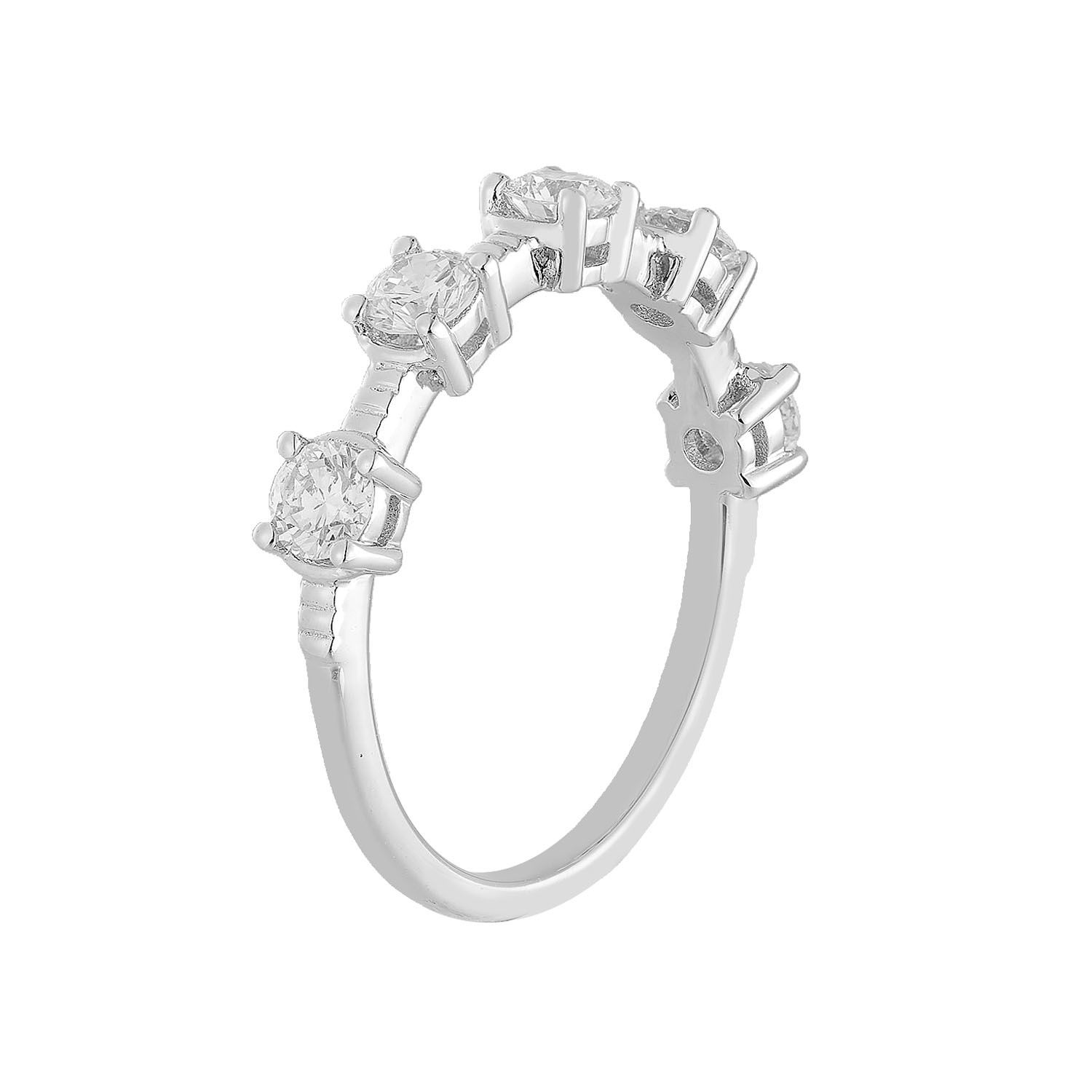MZ11982 14K White Gold Round Lab Grown Diamond Wedding Band