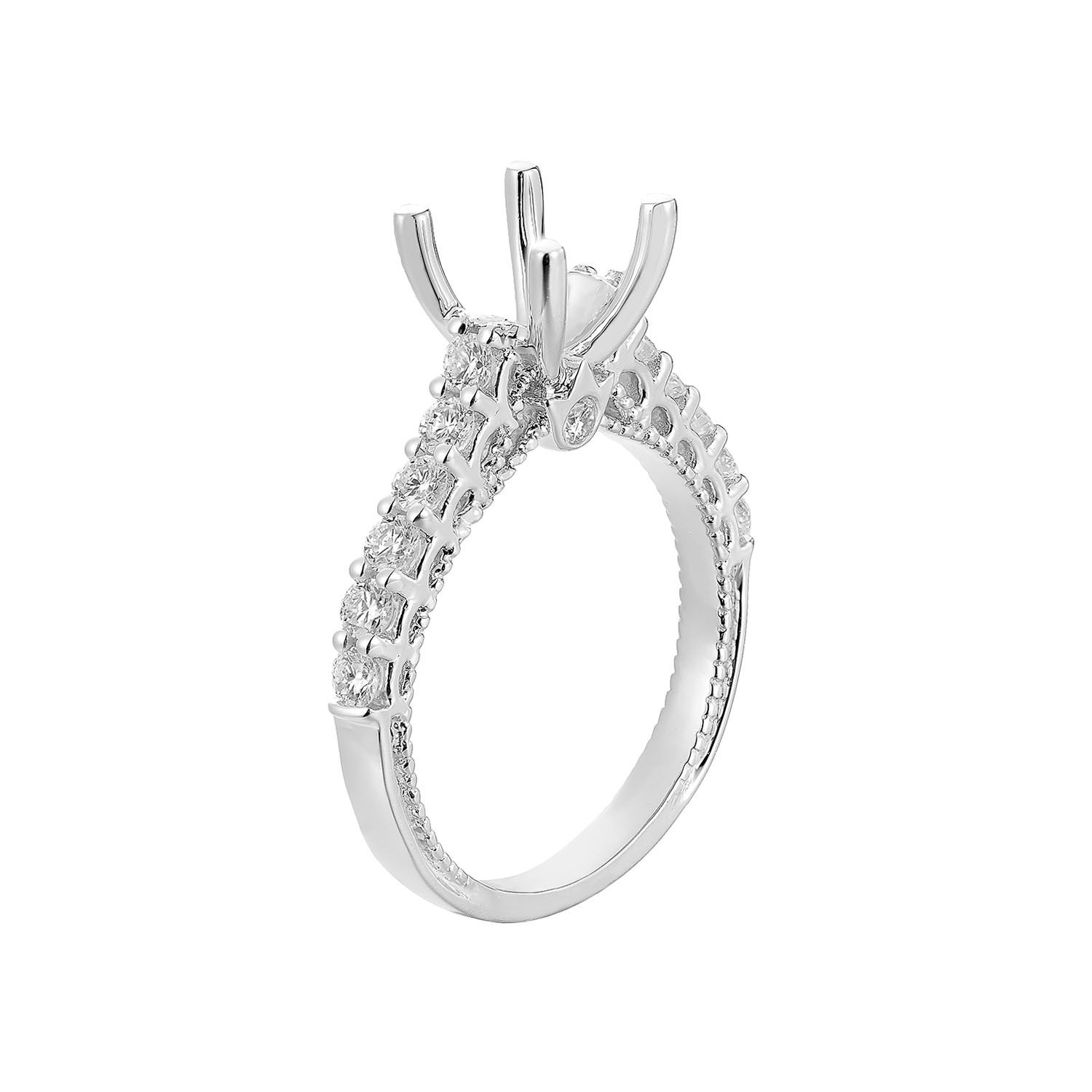 14K White Gold Round Center Natural Diamond Engagement Ring HYD1606