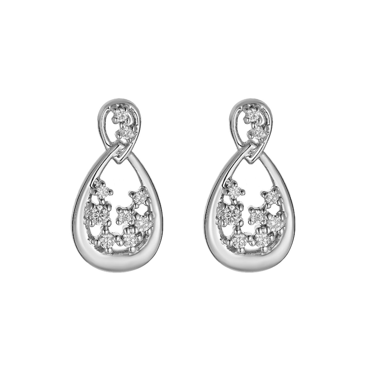 14K White Gold Round Natural Diamond  Stud Earrings MZ9808