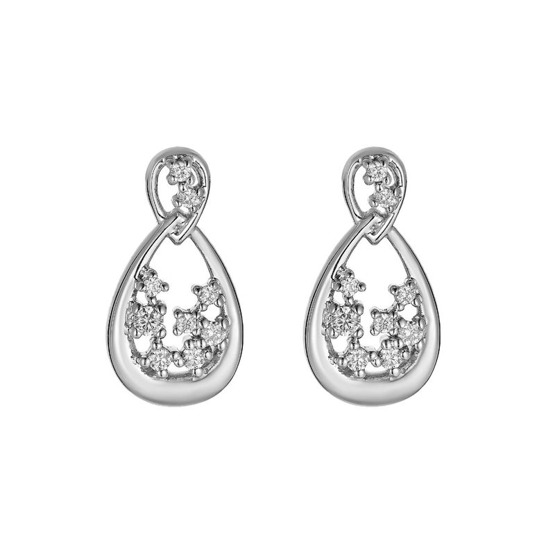14K White Gold Round Natural Diamond  Stud Earrings MZ9808