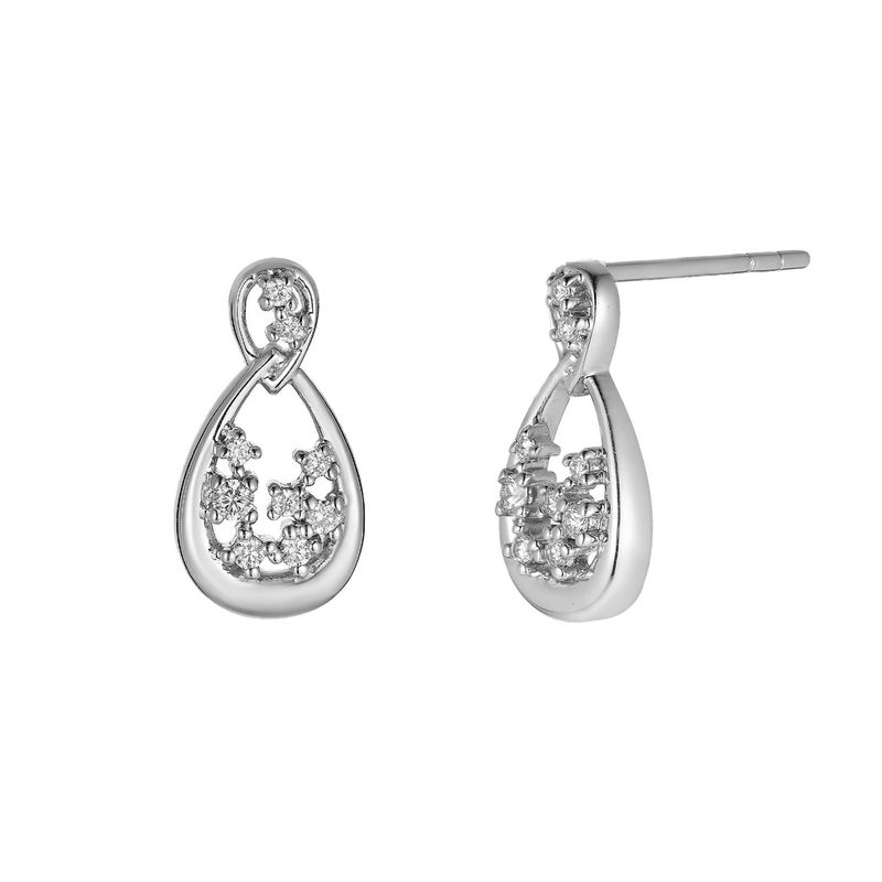 14K White Gold Round Natural Diamond  Stud Earrings MZ9808