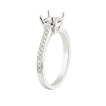 14K White Gold Round Natural Diamond  Four Prongs Engagement Ring MZ6374 Natural Diamond