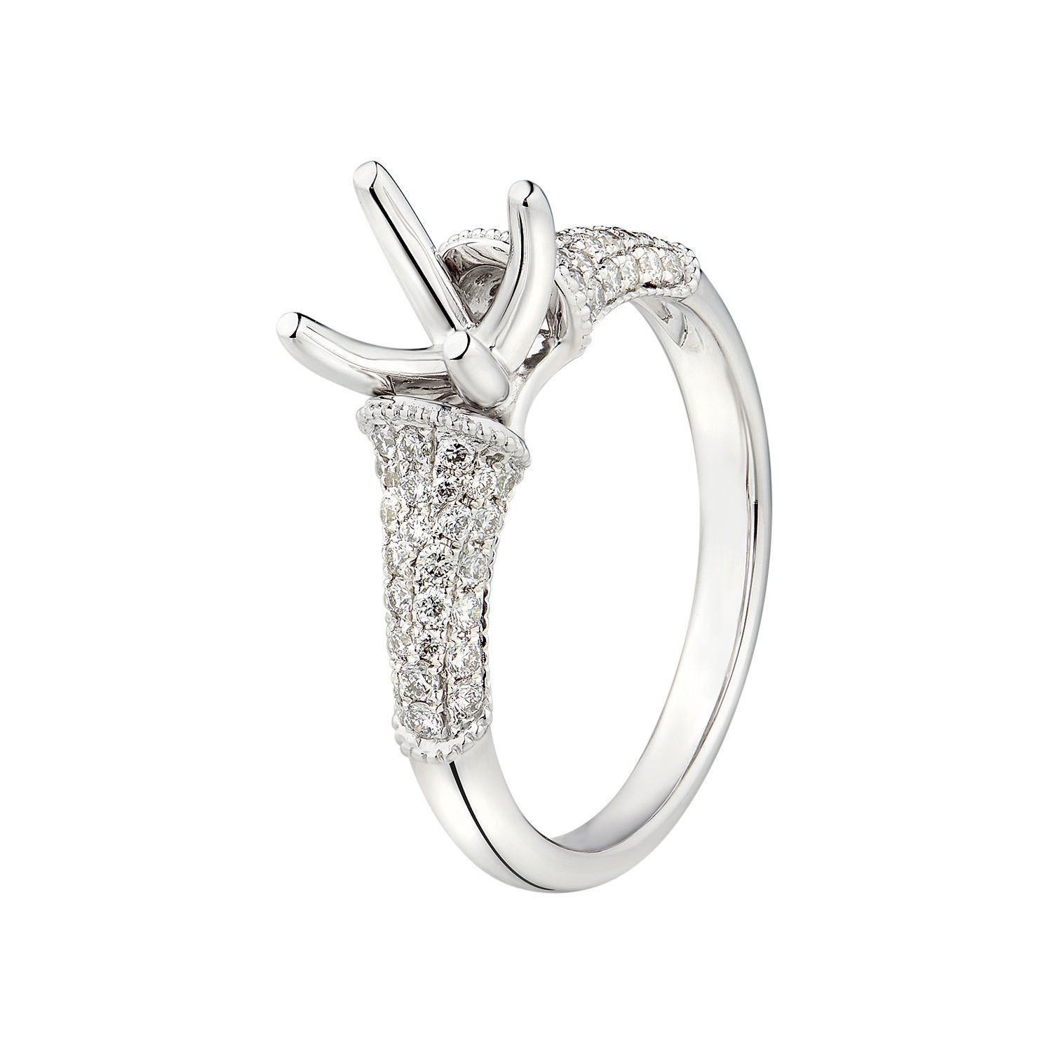 14K White Gold Round Natural Diamond Engagement Ring MZ6290