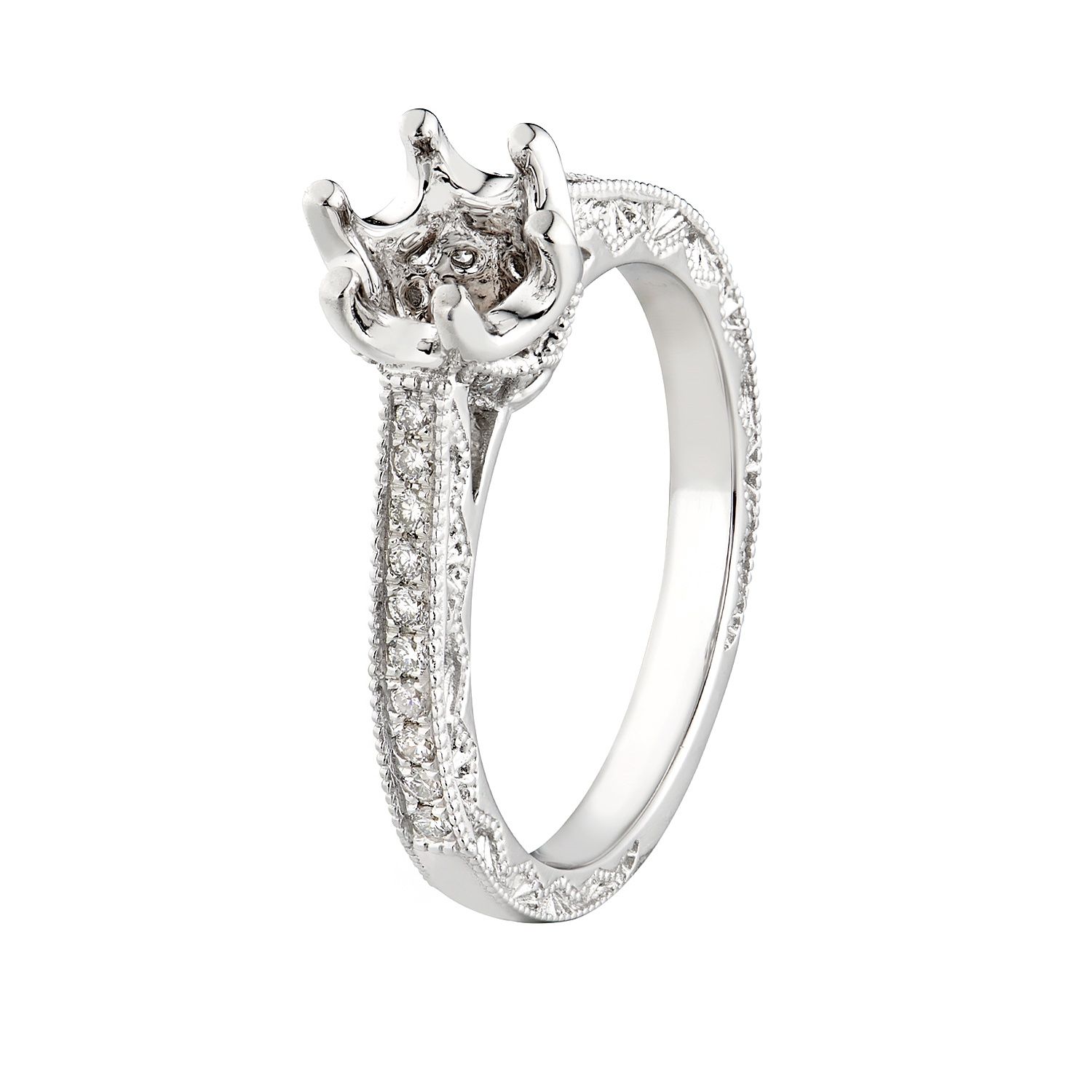 14K White Gold Vintage Engagement Ring MZ6266 Natural Diamond