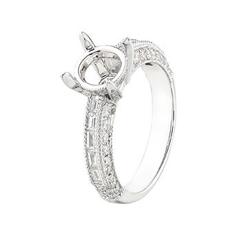 14K White Gold Vintage Engagement Ring MZ6278 Natural Diamond