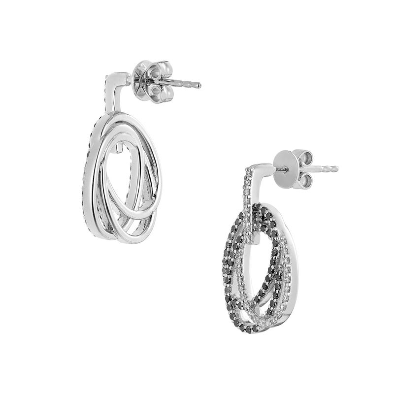 14K White Gold Black Natural Diamond  Round Stud Earrings MZ61757