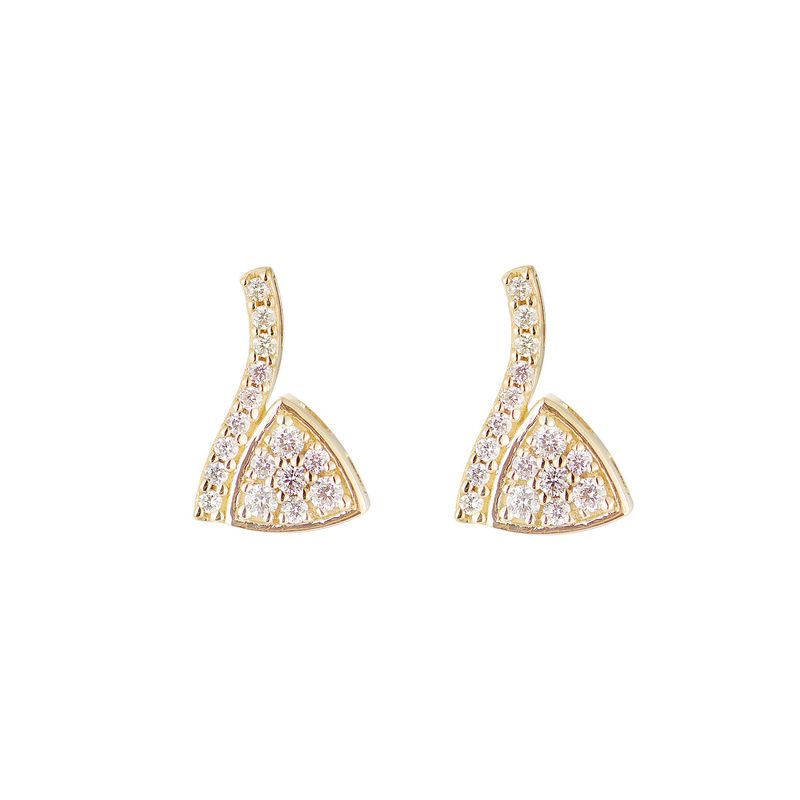 14K Yellow Gold Natural Diamond  Round Stud Earrings MZ61755