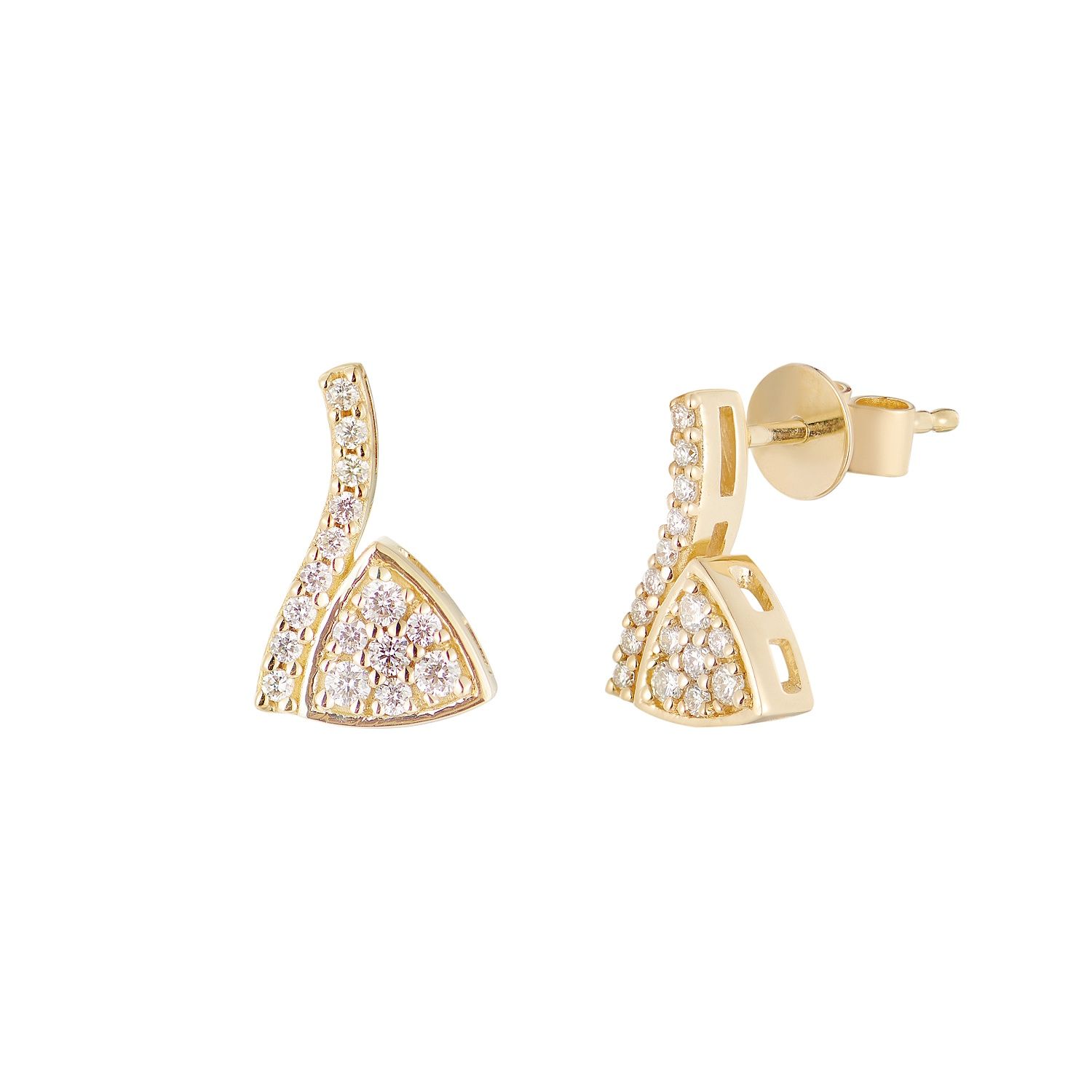 14K Yellow Gold Natural Diamond  Round Stud Earrings MZ61755