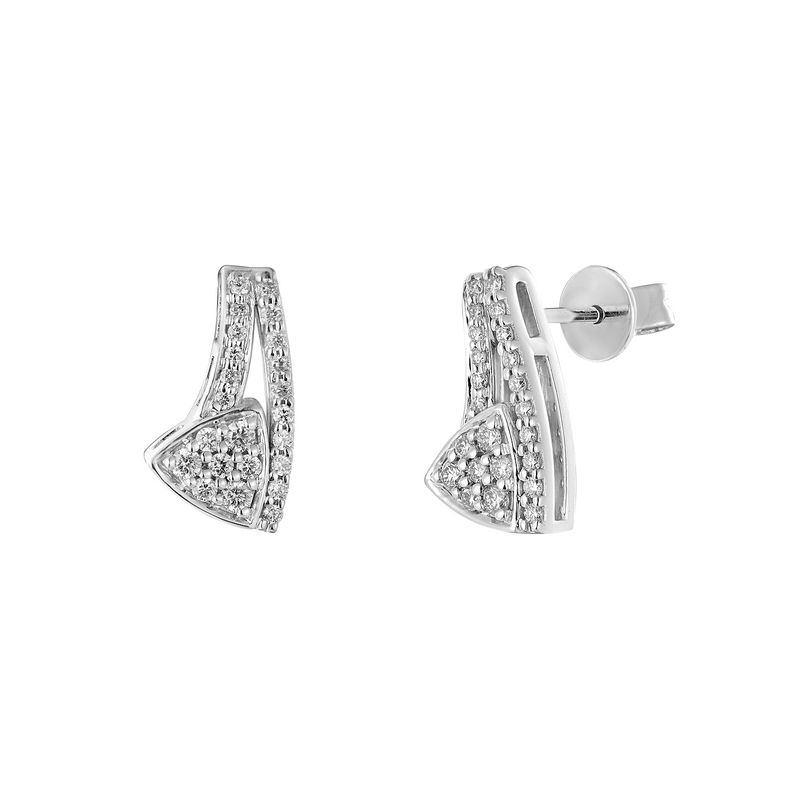 14K White Gold Natural Diamond  Round Stud Earrings MZ61754
