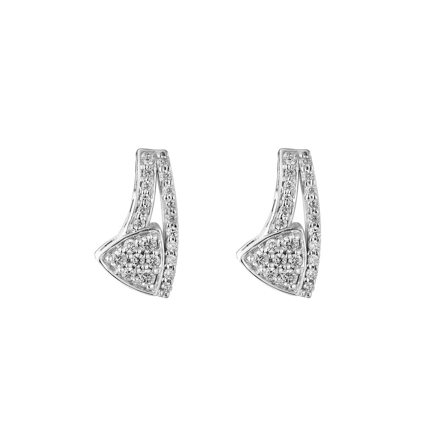14K White Gold Natural Diamond  Round Stud Earrings MZ61754