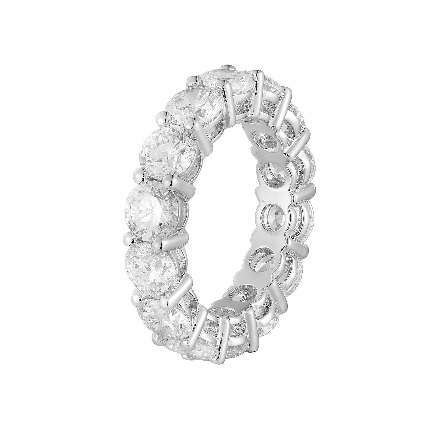 14K White Gold Round Lab Grown Diamond Eternity Band SJ0074