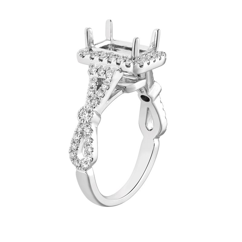 14k White Gold Cushion Halo Engagement Ring MZ5940 Natural Diamond