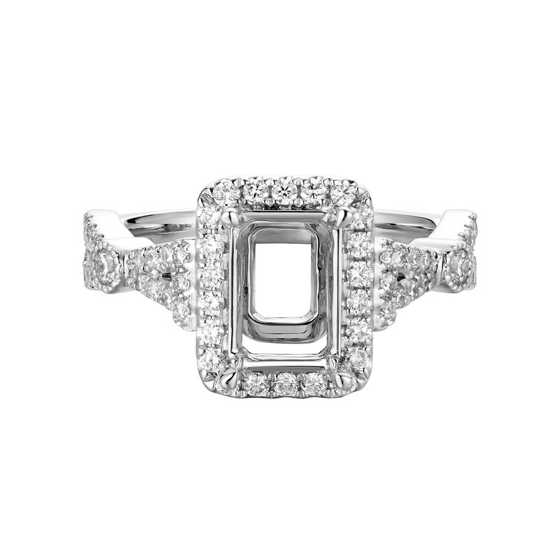 14k White Gold Cushion Halo Engagement Ring MZ5940 Natural Diamond
