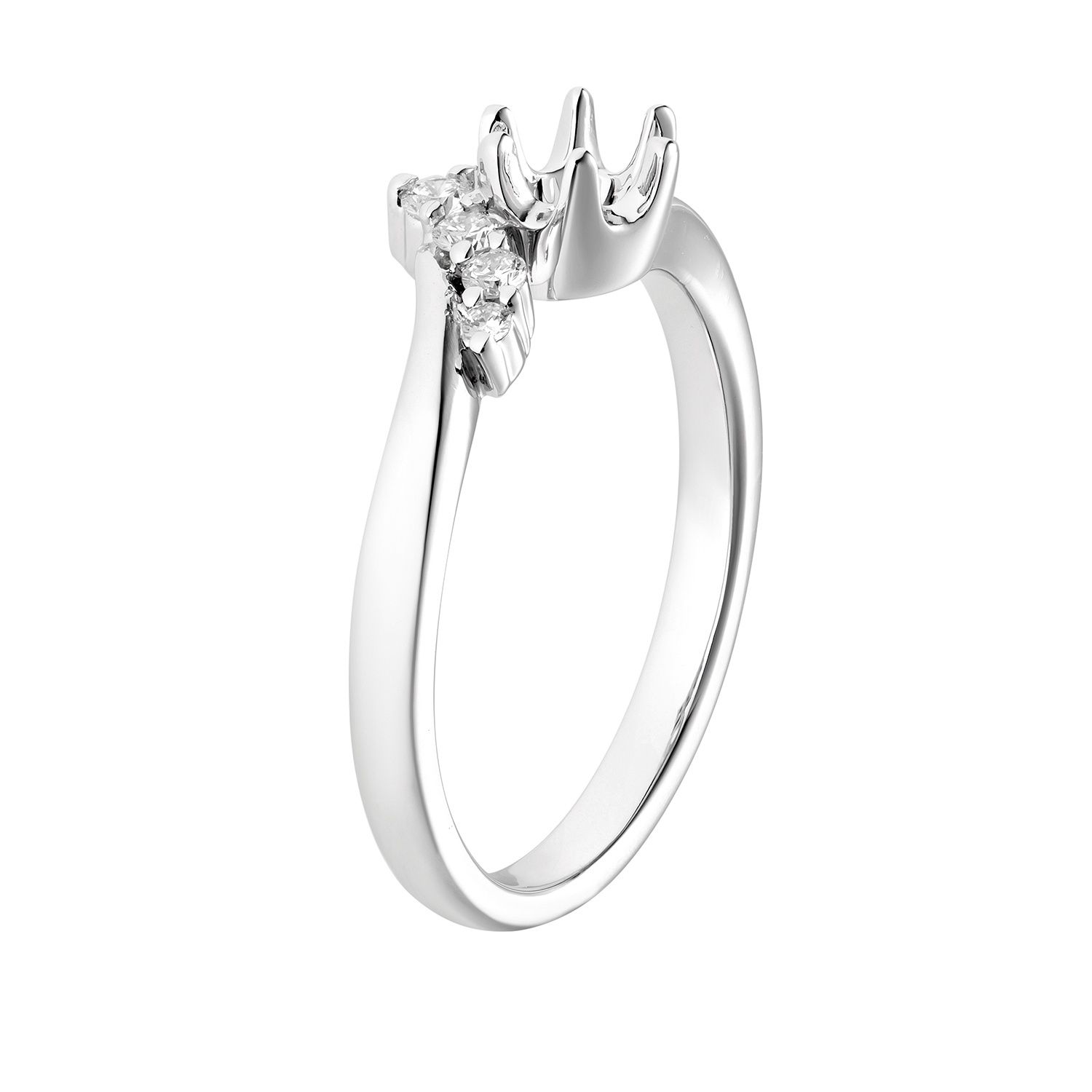 14k White Gold Round Natural Diamond  Engagement Ring MZ5930 Natural Diamond