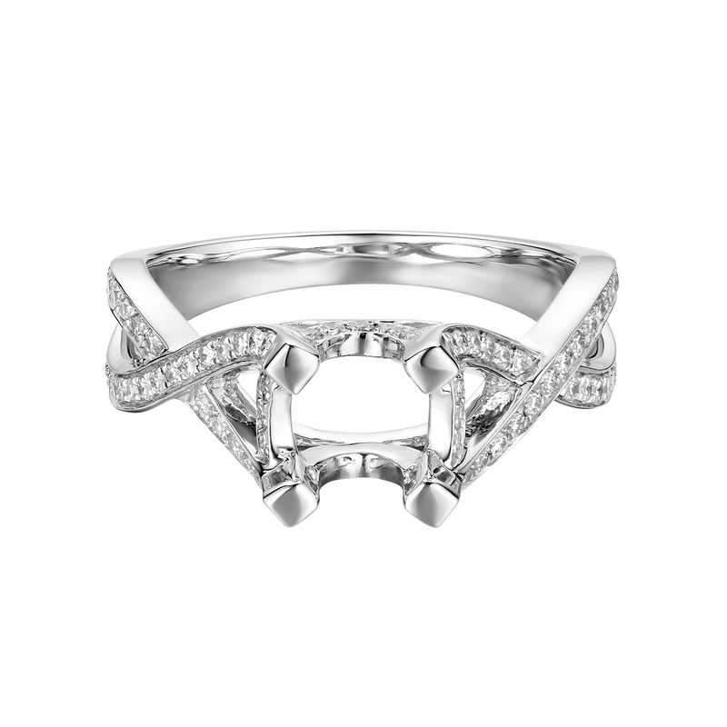 14K White Gold Twist Engagement Ring MZ5912 Natural Diamond
