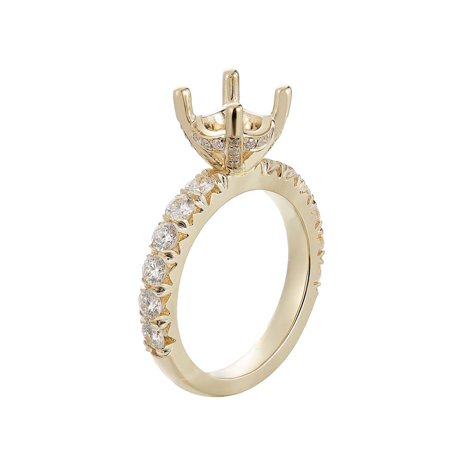 mounting 14K White/ Yellow Gold Round Centre Natural Diamond  Engagement Ring GP27-F Natural Diamond, Colour: 14KY-4.53g-0.637ct-ND