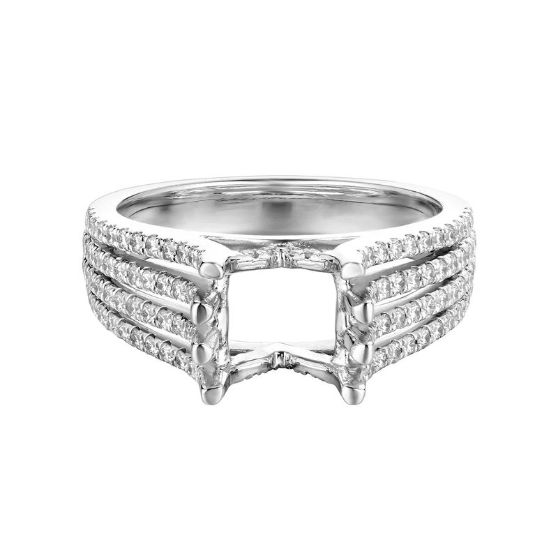 14k White Gold Cushion Halo Engagement Ring MZ5910 Natural Diamond