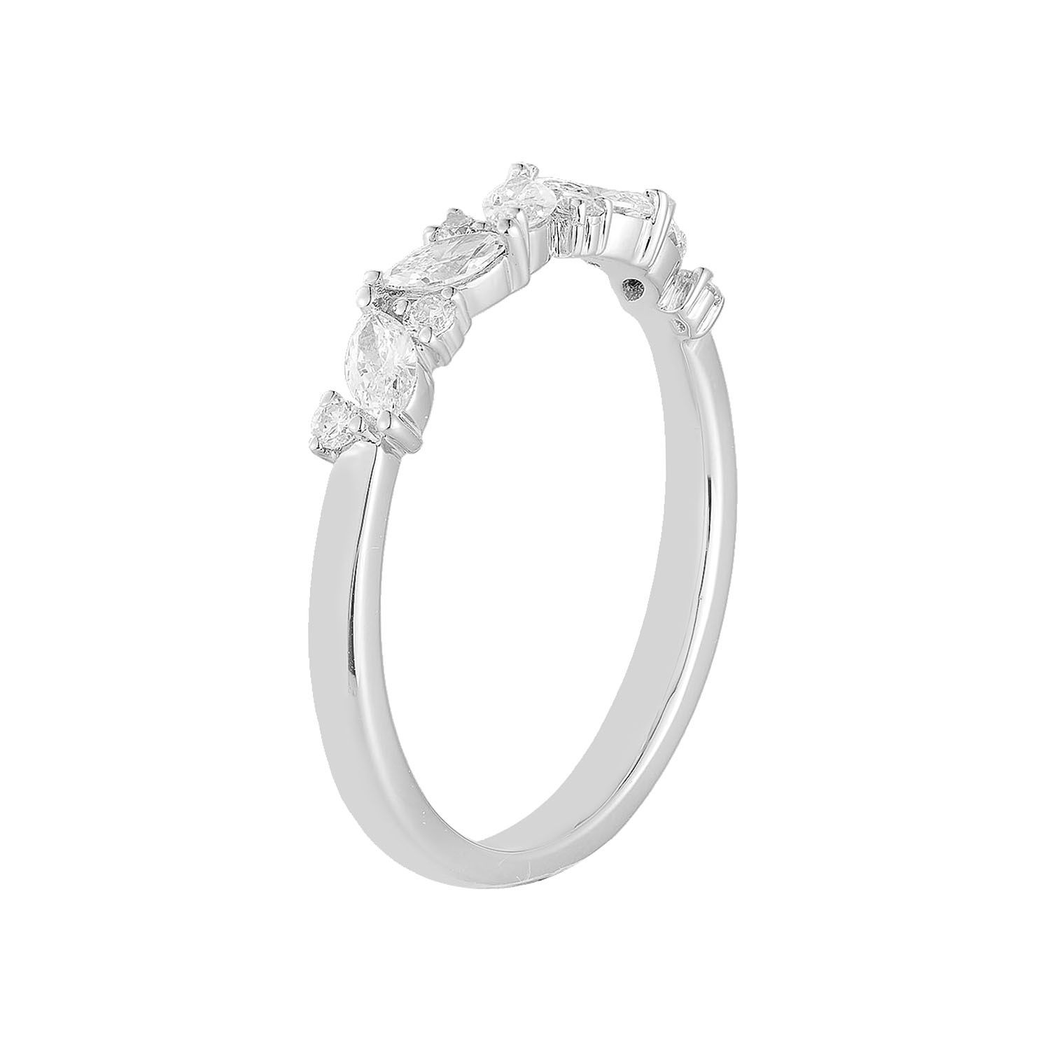 MZ12064 14K White/Yellow Gold Round And Marquise Lab Grown Diamond Band, Colour: 14KWhite-2.13g-0.383ct-LG