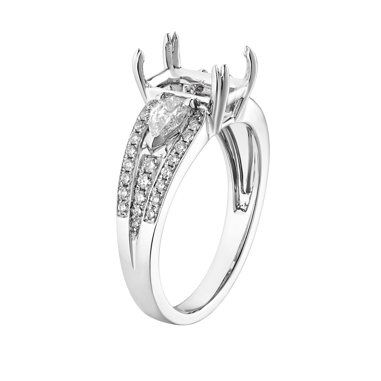 14K White Gold Emerald Natural Diamond  Engagement Ring MZ5908 Natural Diamond