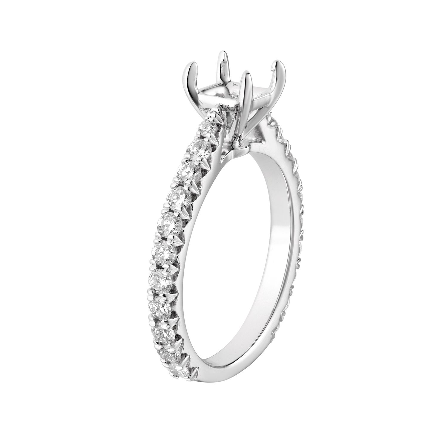 14k White Gold Straight Shank Engagement Ring MZ5893 Natural Diamond