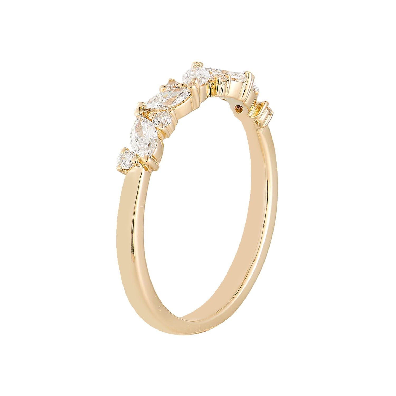 MZ12064 14K White/Yellow Gold Round And Marquise Lab Grown Diamond Band, Colour: 14KYellow-1.95g-0.439ct-LG