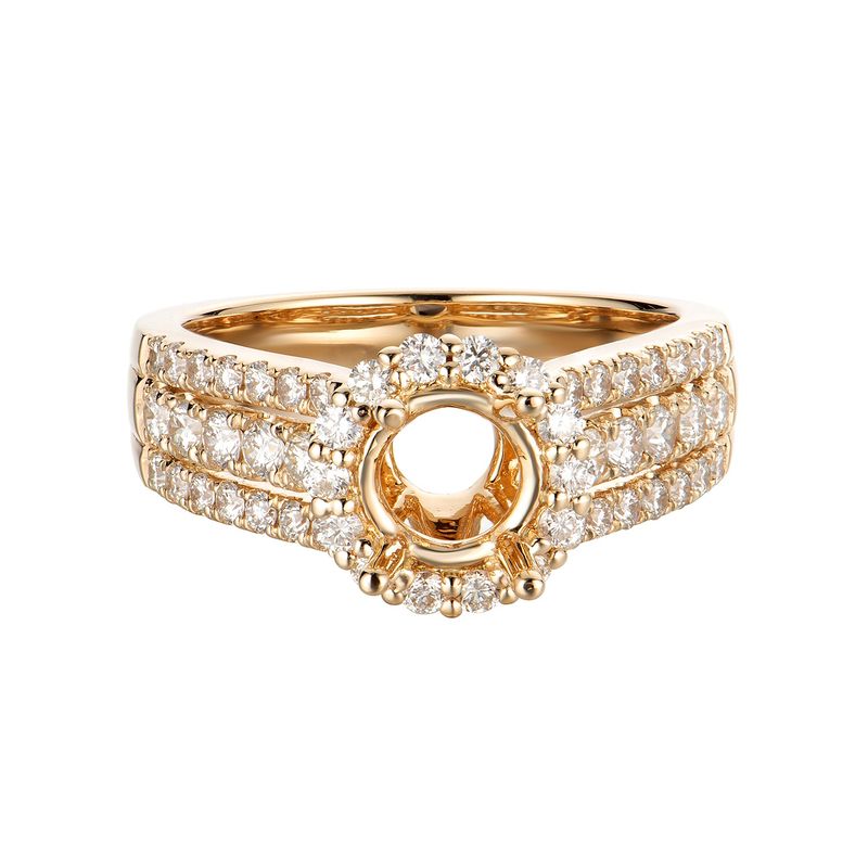 14K Yellow Gold Round Halo Engagement Ring MZ5873 Natural Diamond