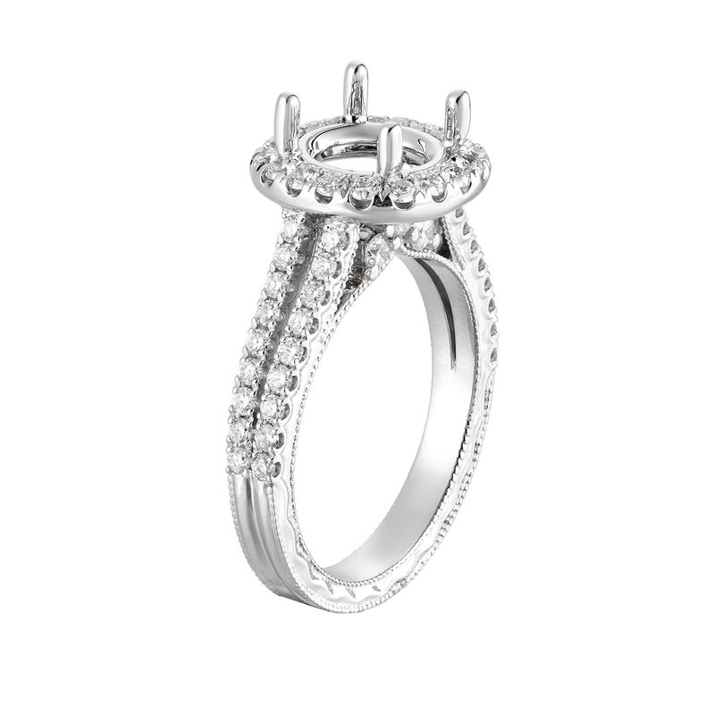 14K White Gold Split Shank Engagement Ring GR0016 Natural Diamond