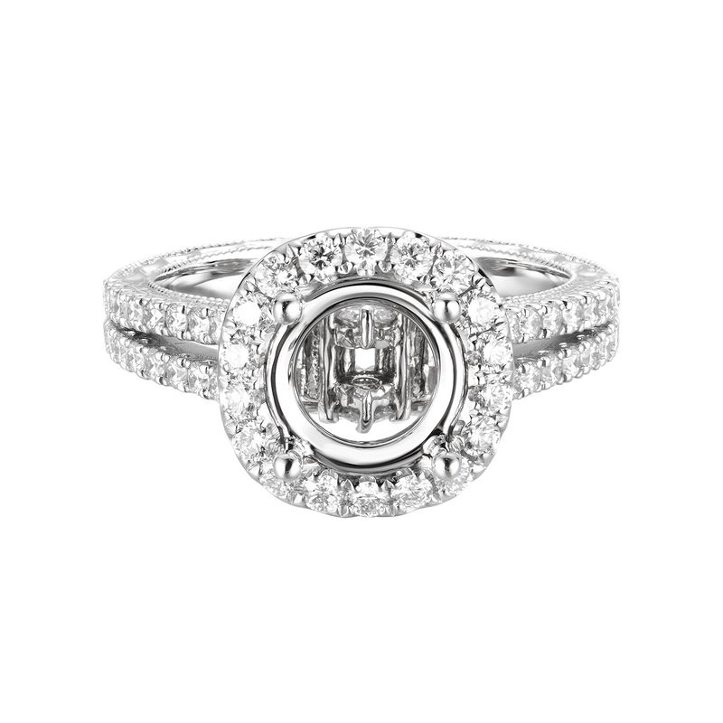 14K White Gold Split Shank Engagement Ring GR0016 Natural Diamond