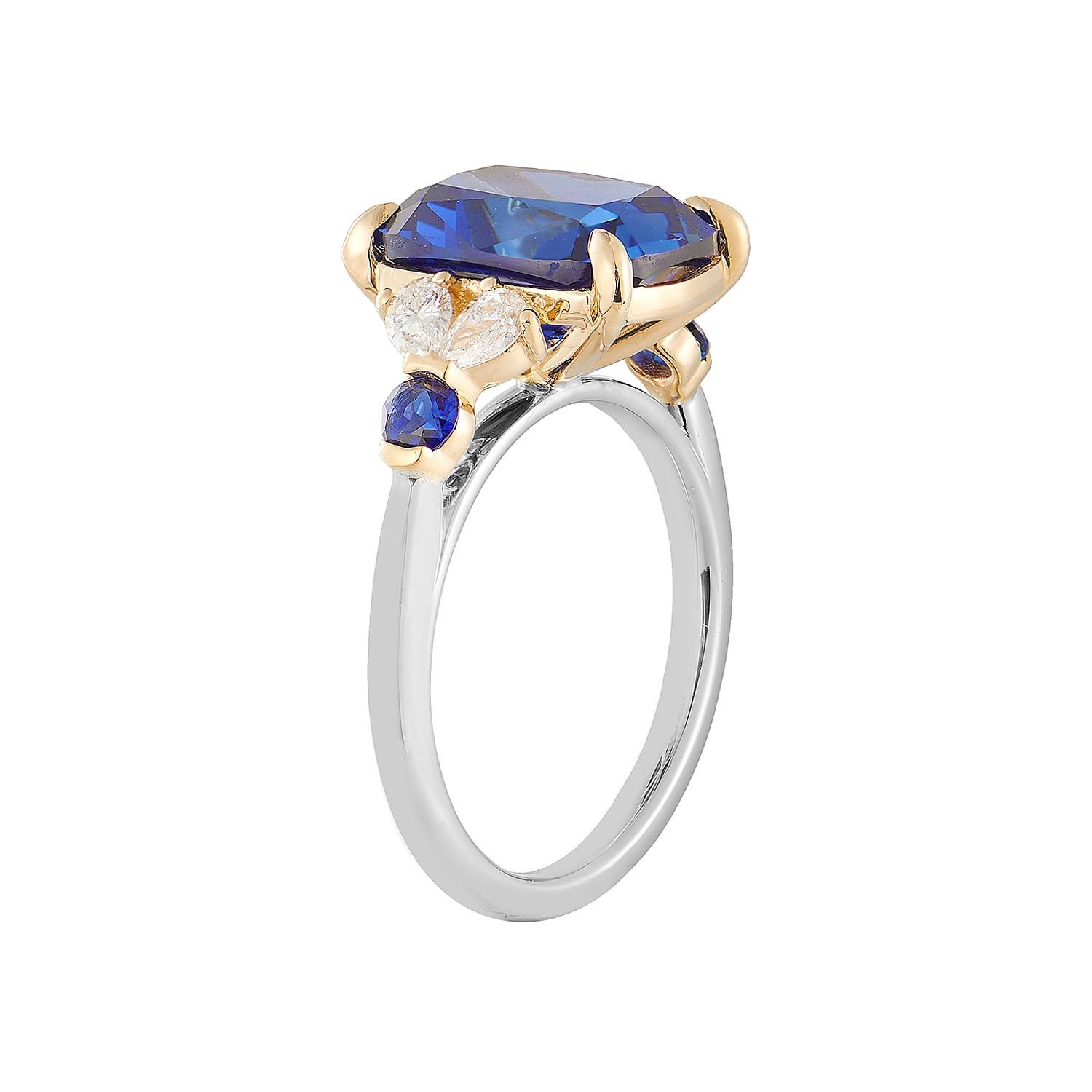 LGYJ021 14K White Gold 14K Yellow Gold Sapphire Lab Grown Diamond Engagement Ring