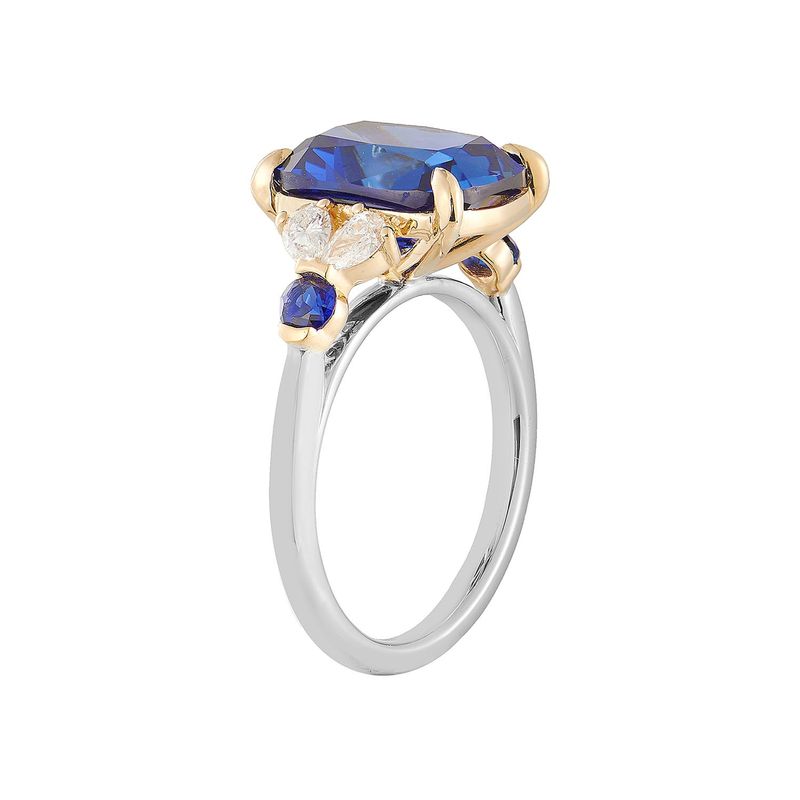 LGYJ021 14K White Gold 14K Yellow Gold Sapphire Lab Grown Diamond Engagement Ring