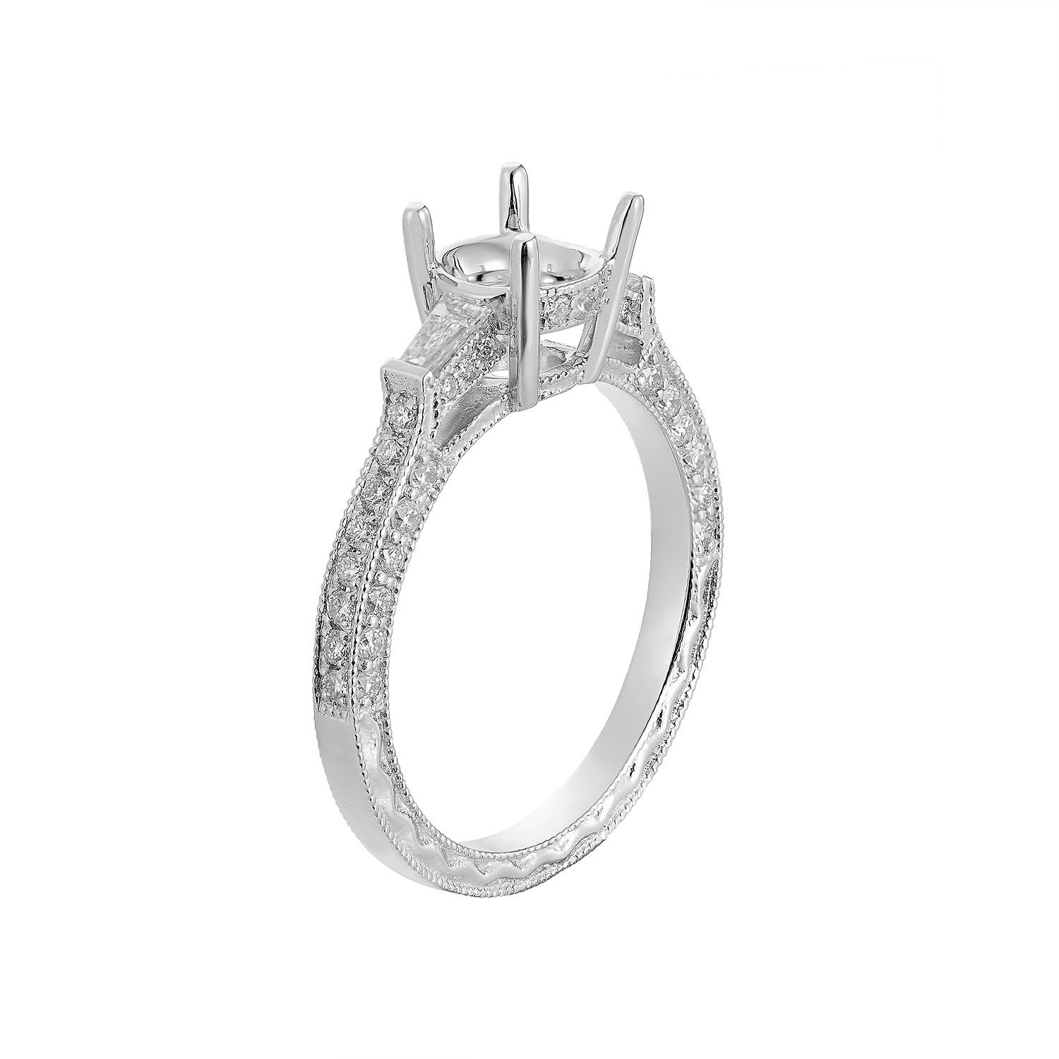 14K White Gold  Natural Diamond Engagement Ring GR0015