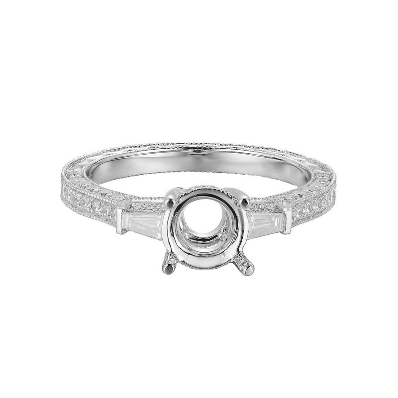 14K White Gold  Natural Diamond Engagement Ring GR0015