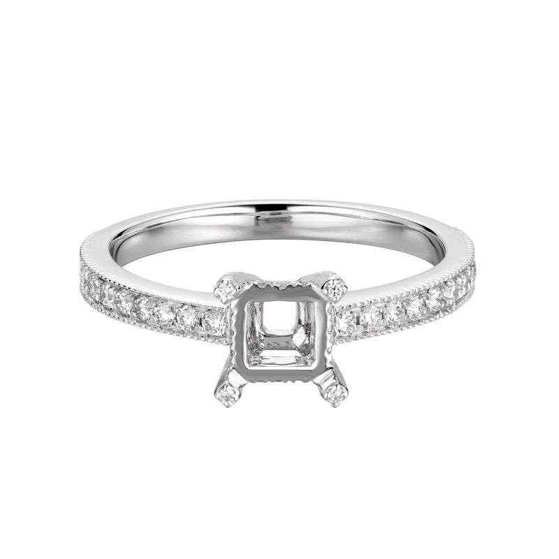 14K White Gold Straight Shank Engagement Ring MZ5881 Natural Diamond