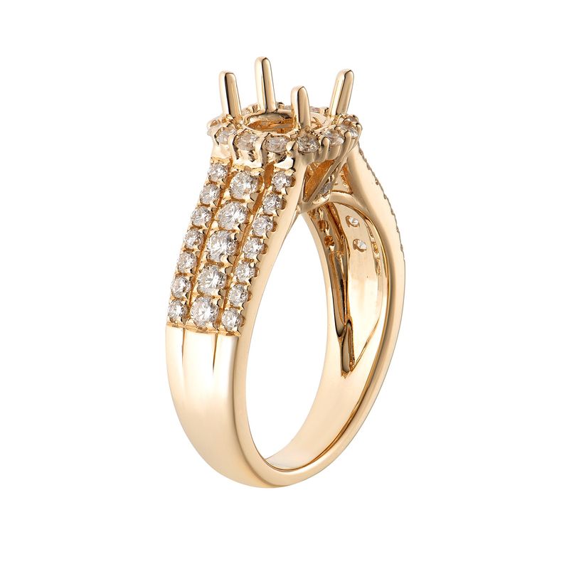 14K Yellow Gold Round Halo Engagement Ring MZ5873 Natural Diamond