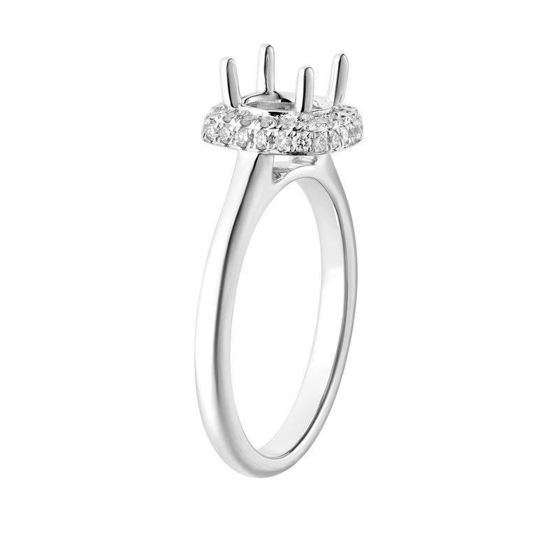 14k White Gold Round Center Natural Diamond Engagement Ring MZ5792