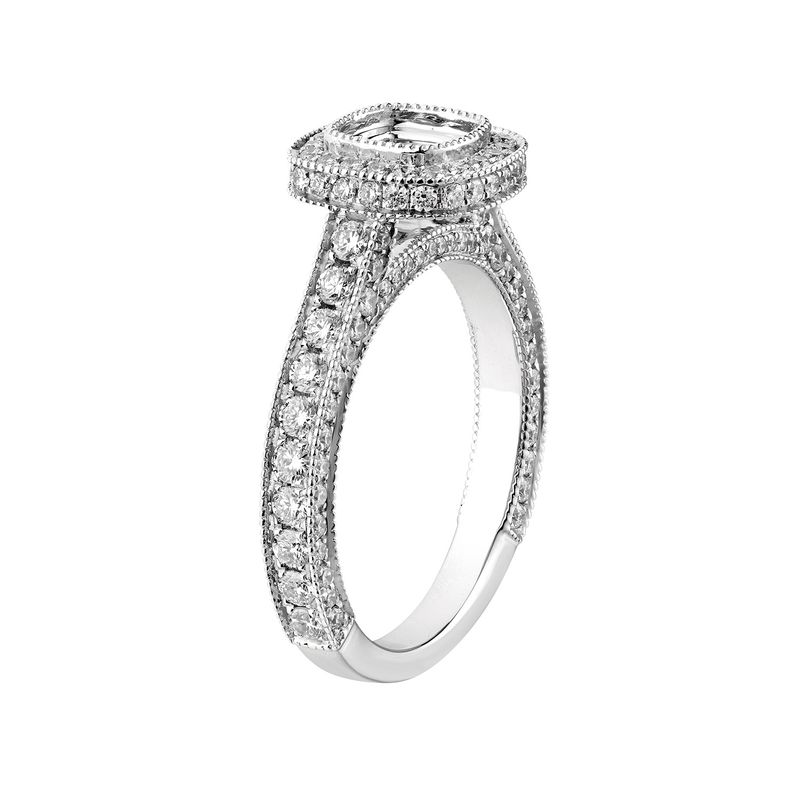 14k White Gold Cushion Halo Natural Diamond Engagement Ring MZ5879
