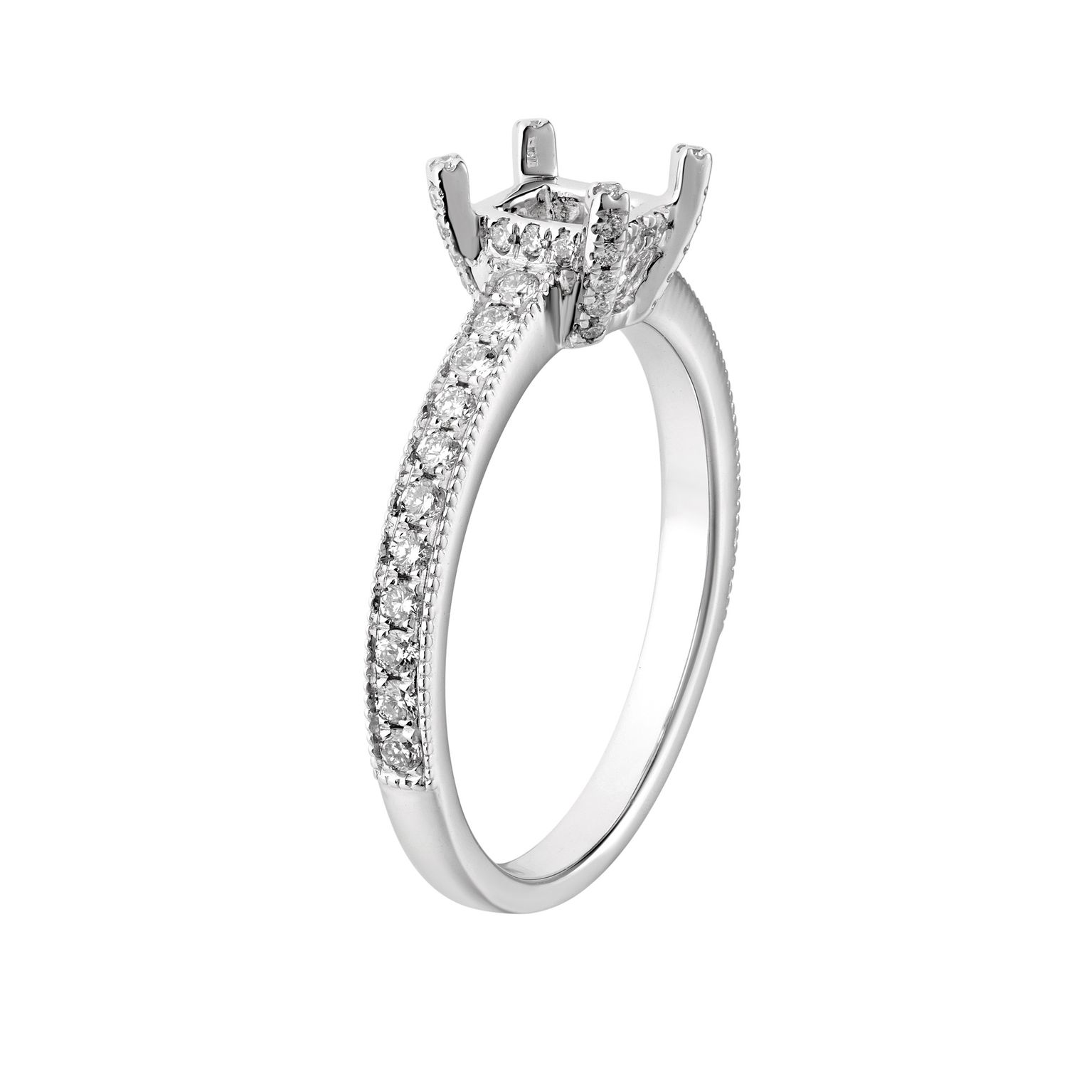 14K White Gold Straight Shank Engagement Ring MZ5881 Natural Diamond