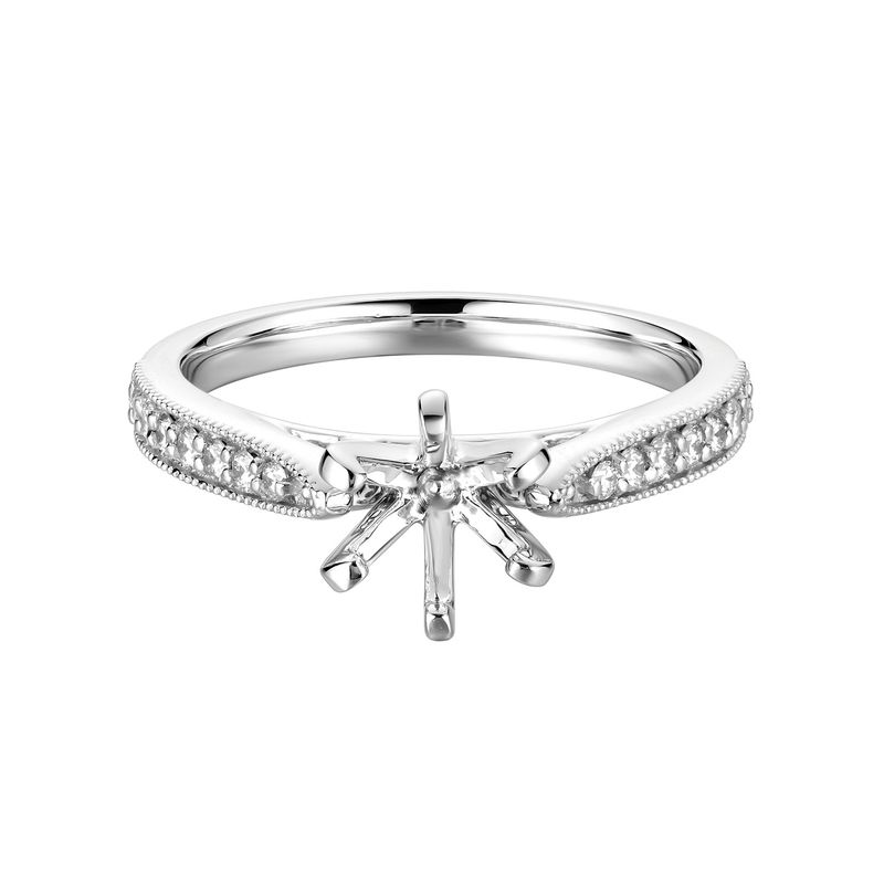 14K White Gold Classic Round Center Engagement Ring MZ5867 Natural Diamond