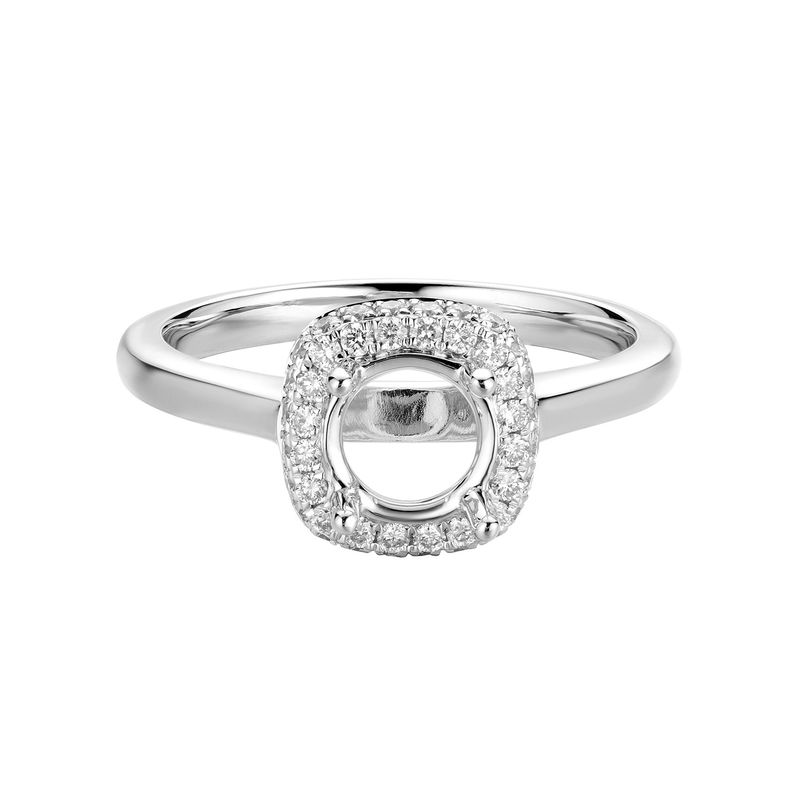 14k White Gold Round Center Natural Diamond Engagement Ring MZ5792