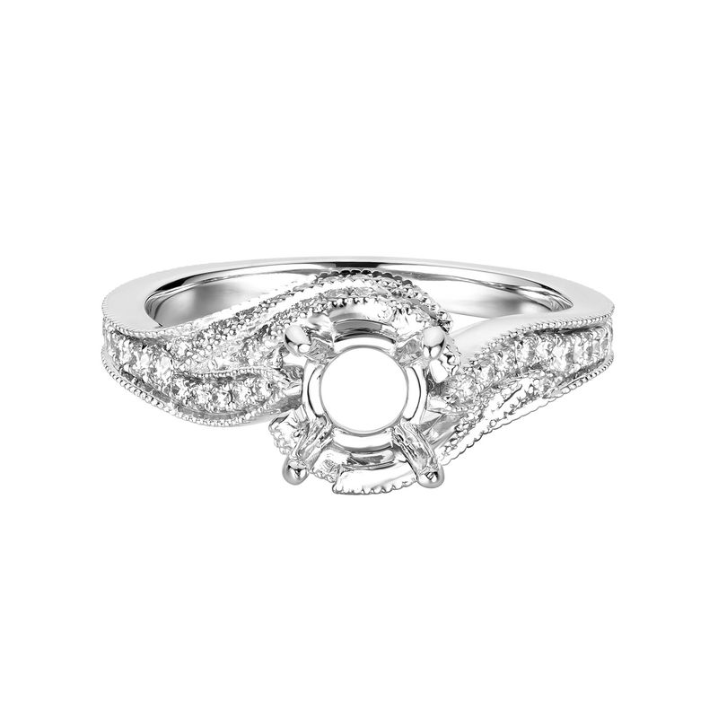 14K White Gold Round Natural Diamond  Engagement Ring MZ5770