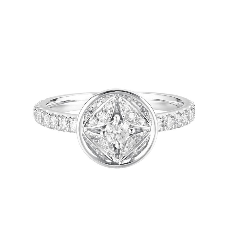 14K White Gold Round Center Natural Diamond  Engagement Ring MZ5719