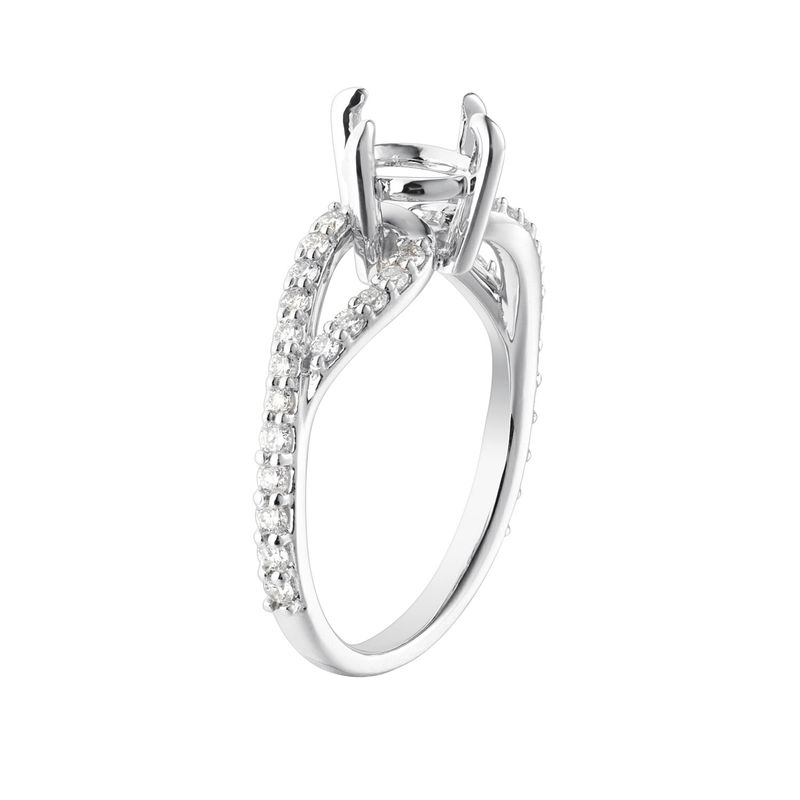 14K White Gold Round Center Natural Diamond  Engagement Ring MZ5716 Natural Diamond