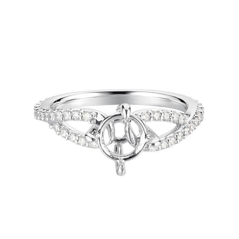 14K White Gold Round Center Natural Diamond  Engagement Ring MZ5716 Natural Diamond