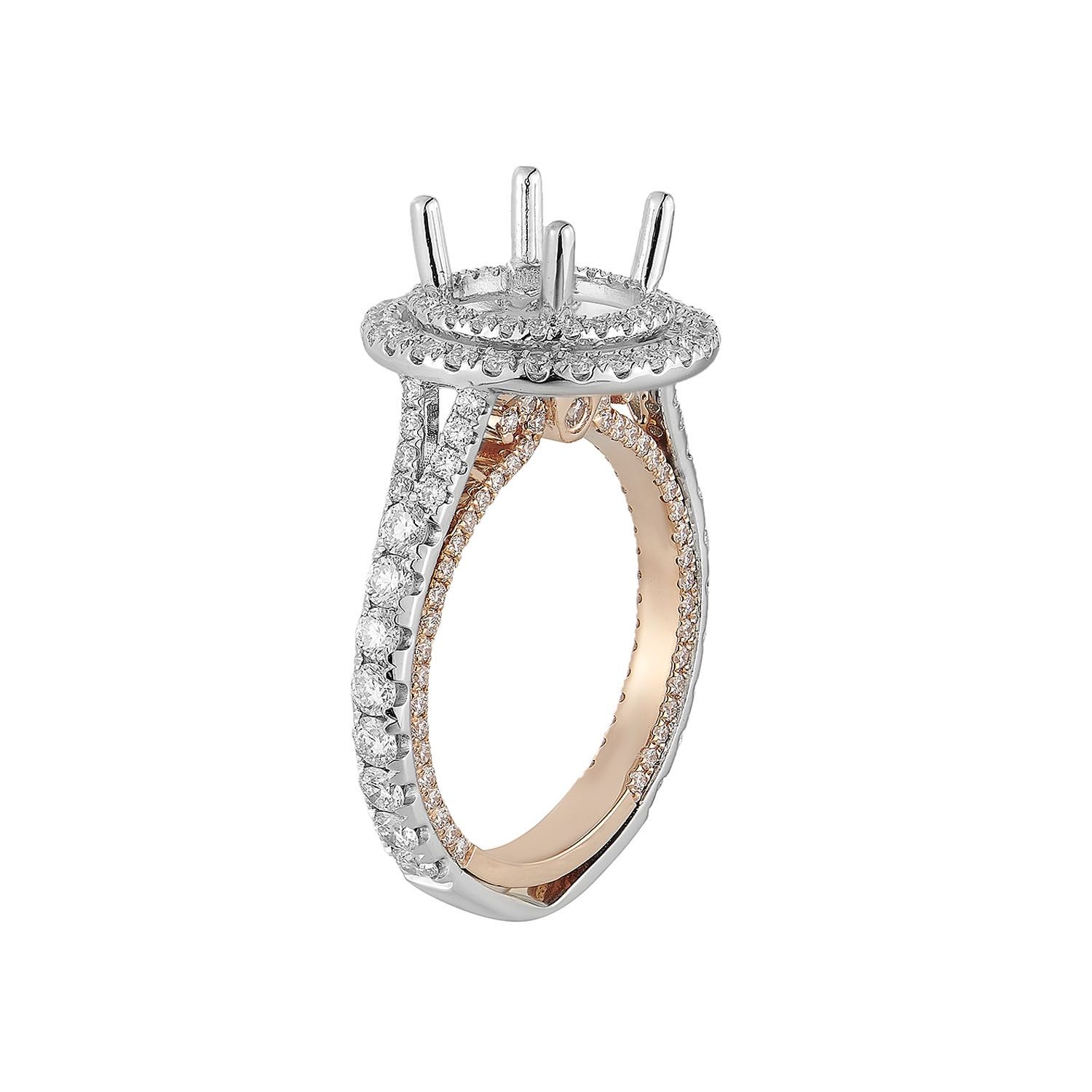 14K White Gold 14K Rose Gold Split Shank Engagement Ring HSTR1957 Natural Diamond