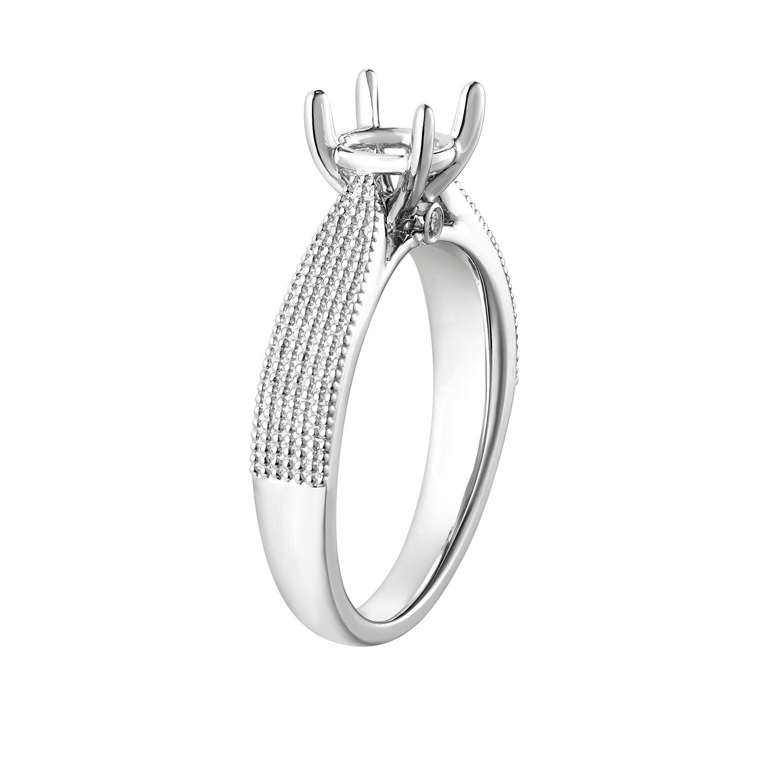 14K White Gold Round Natural Diamond  Engagement Ring MZ5748